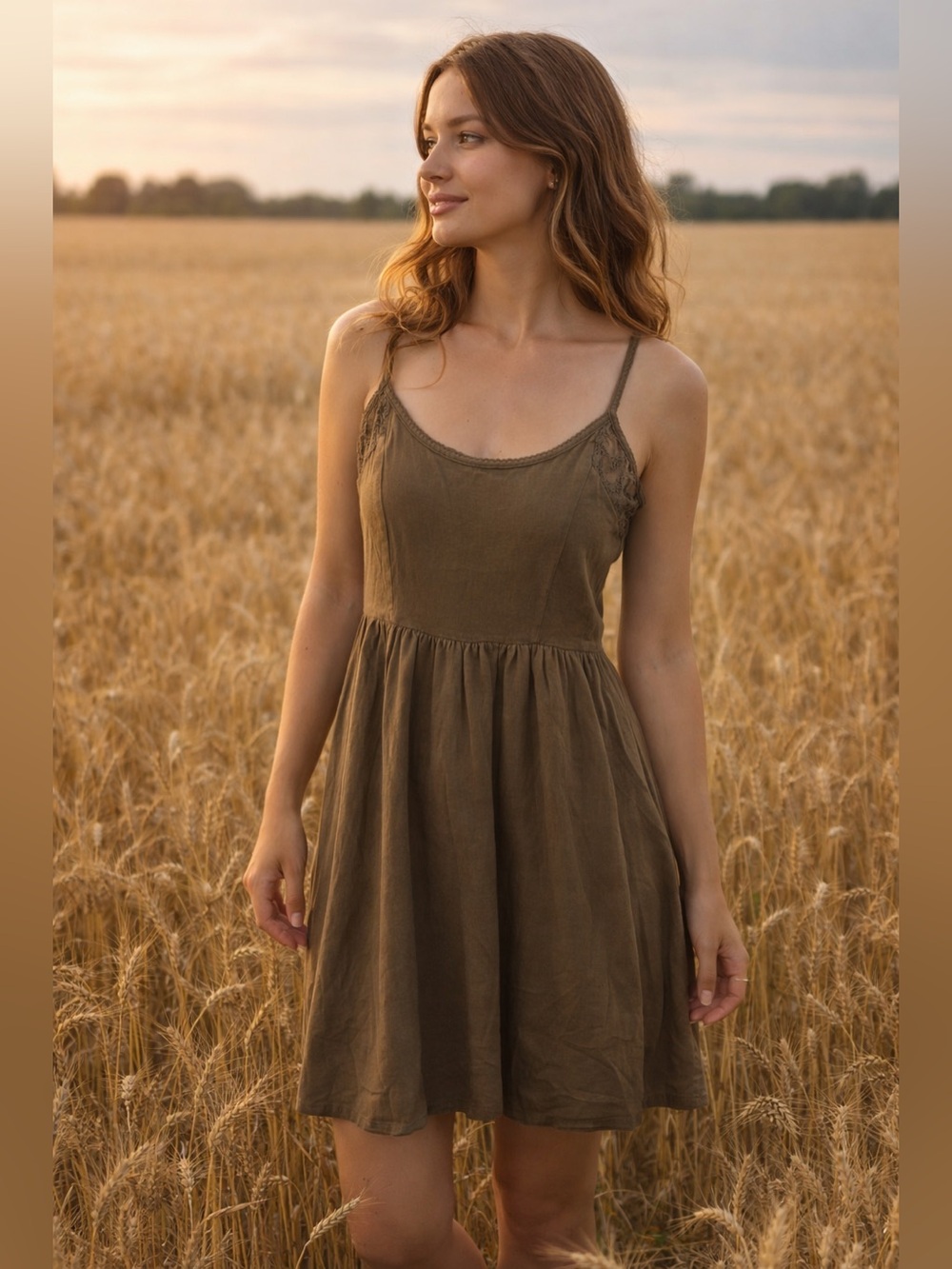 Forever 21 Olive Green Spaghetti Strap Mini Dress